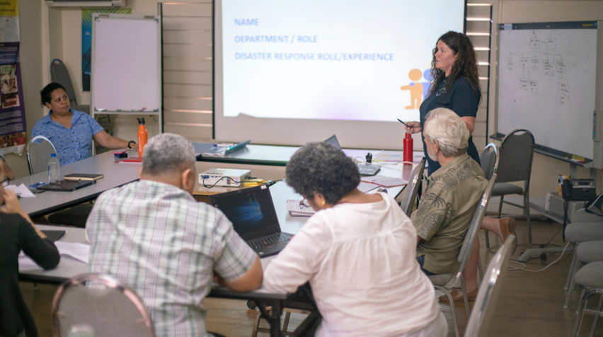 Gina conducts a workshop at SPC to understand emergency management protocols across the Pacific.